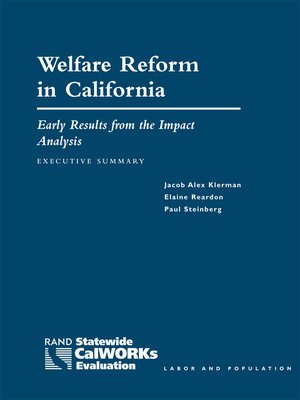 cover image of Welfare Reform in California